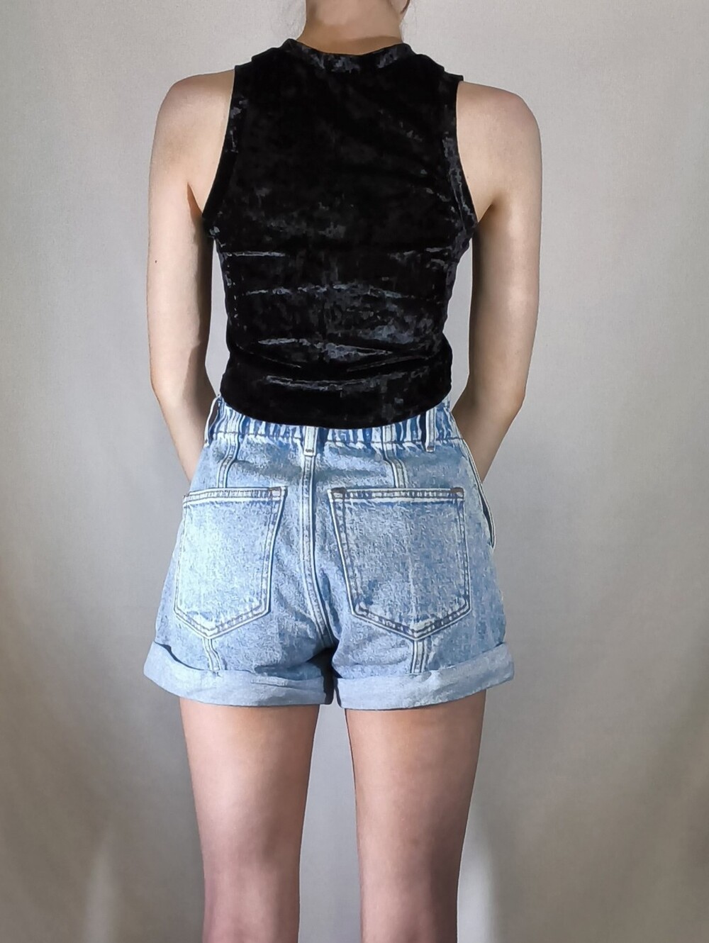 The Outfit Black Crushed Velvet Sleeveless Tank Top size xs